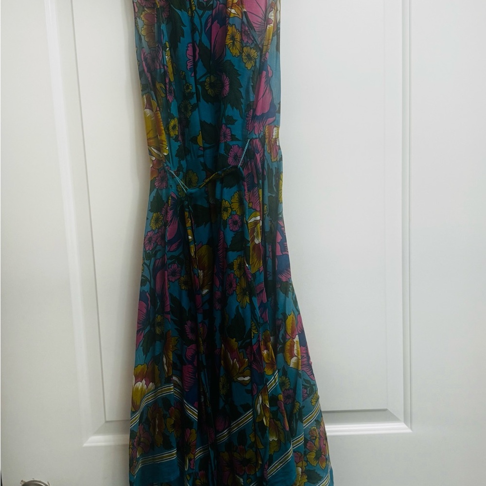 Anthropologie Lilka Floral Halter Midi Dress Blue XS - Picture 4 of 9